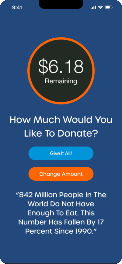 amount remaining screen mockup