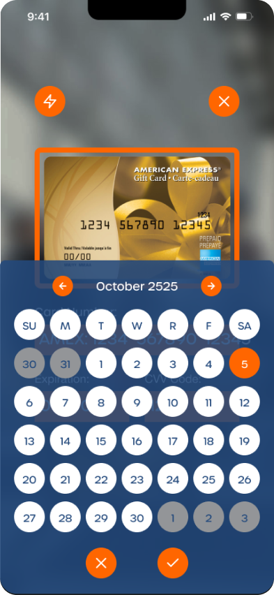 calendar screen mockup