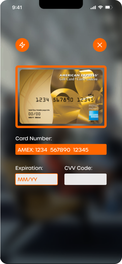 card scanned screen mockup