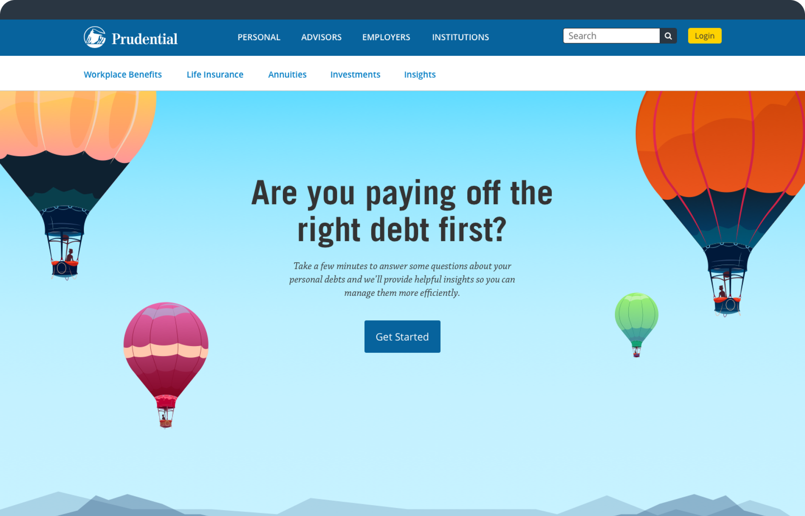 debt tool landing page mockup